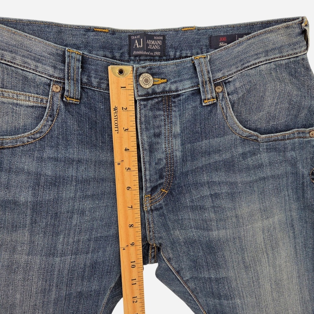 Armani Jeans J08 Slim Fit Mens 32x32 Blue Dark Wash Denim Casual Streetwear - Picture 7 of 9